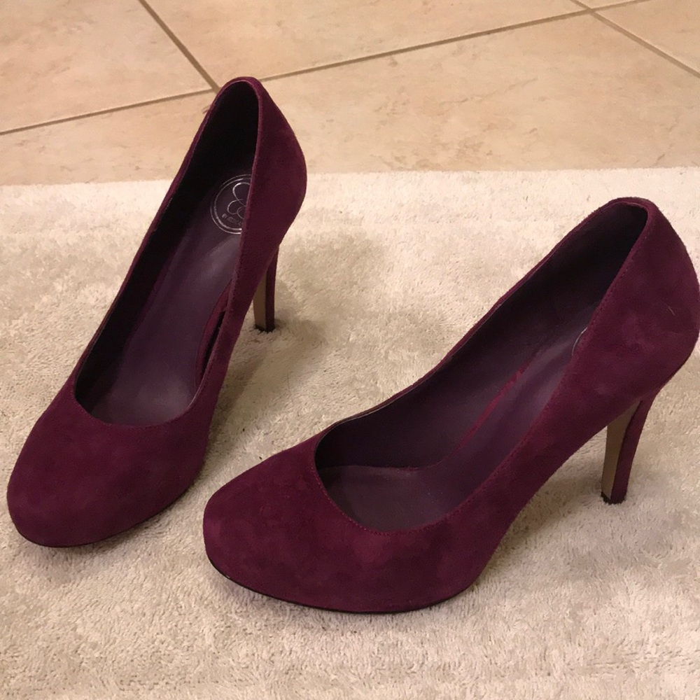 Purple velvet heels